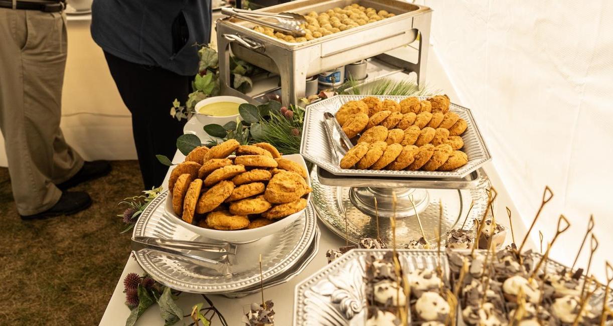 Food table at the Trace groundbreaking.